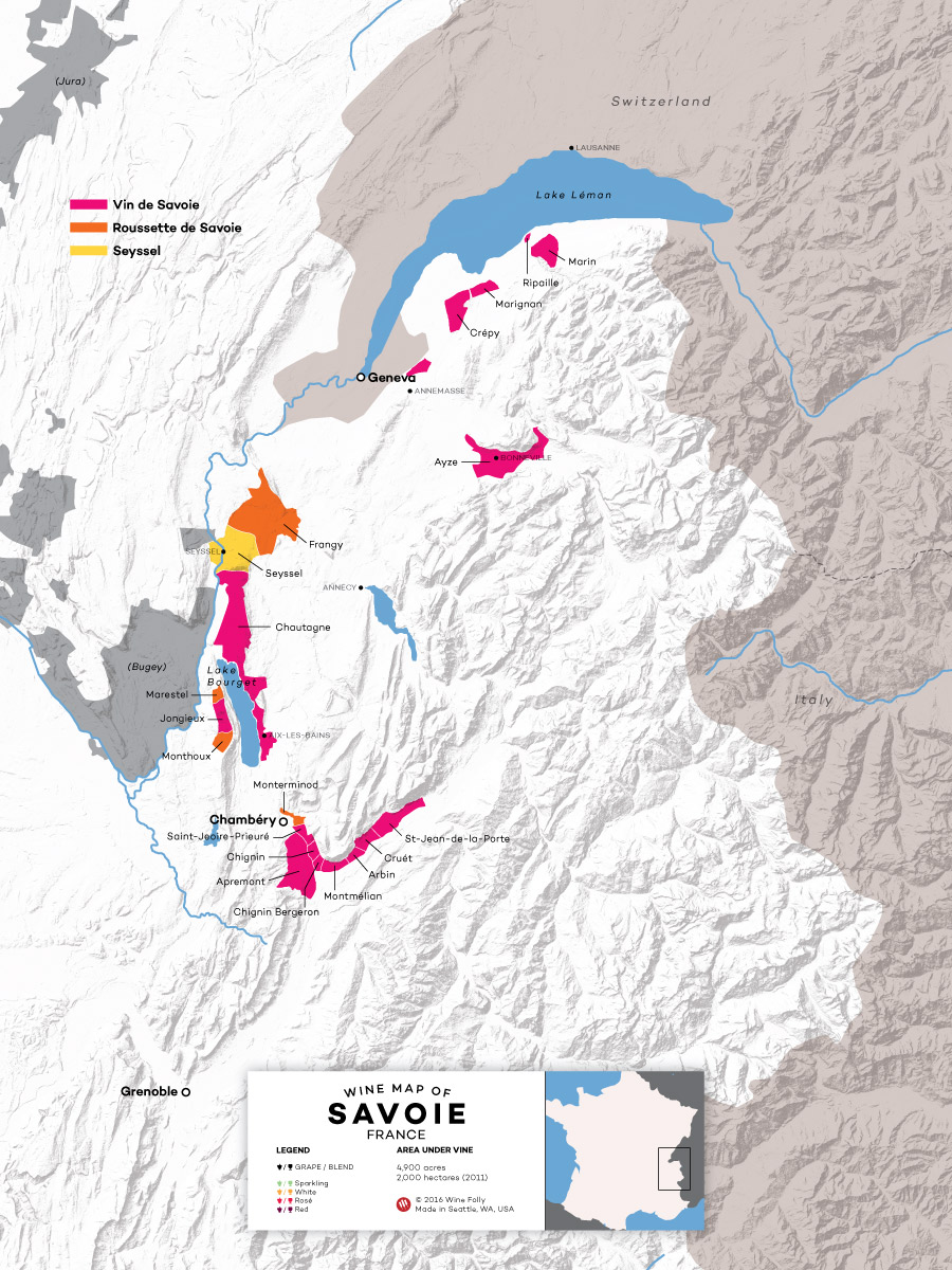 France Savoie Wine Map by Wine Folly