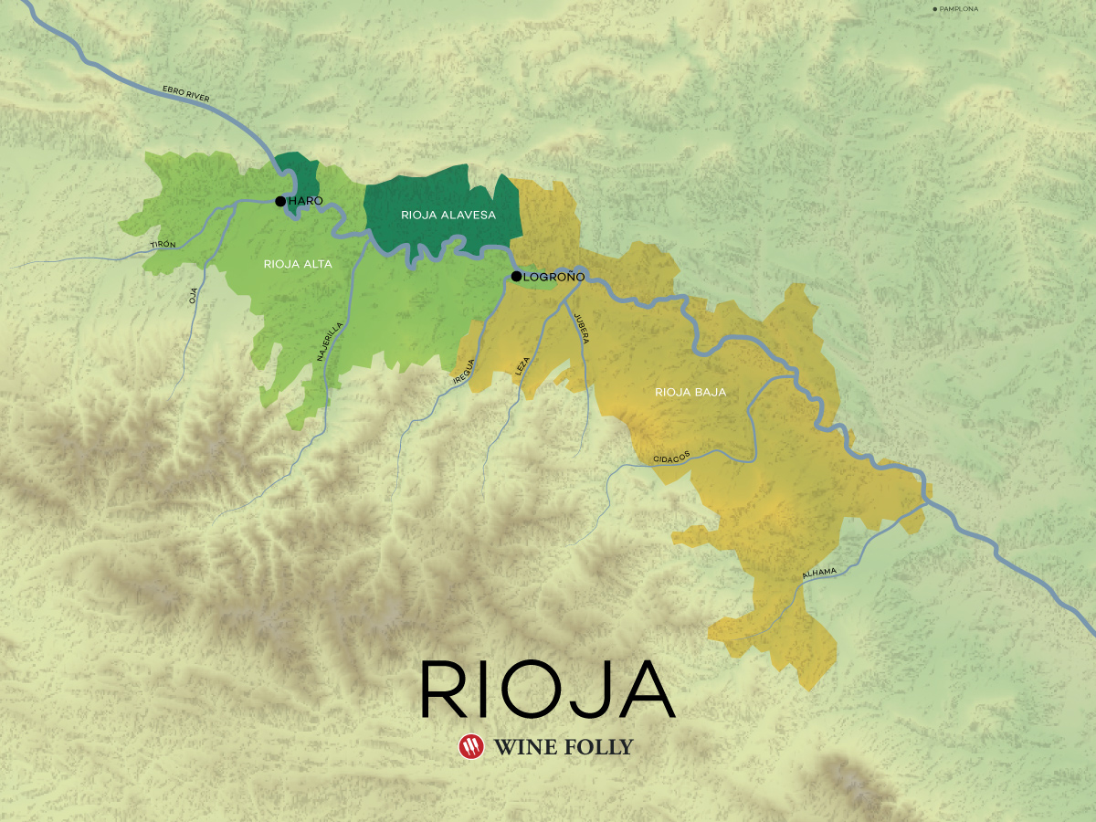Rioja wine region of Spain map by Wine Folly